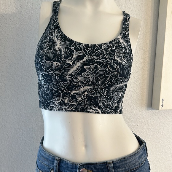 The Balance collection black floral mid imoact lined sport bra - Picture 2 of 8